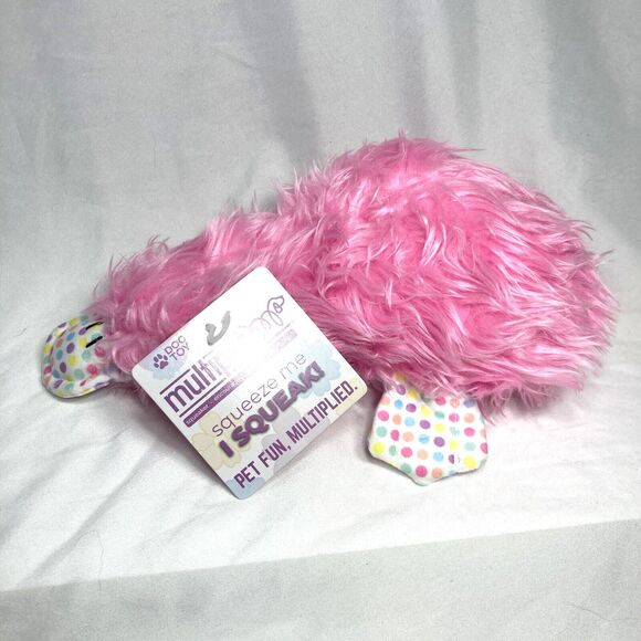 Multipet Duckworth Dog Toy Squeaker Soft Plush Toss Fetch Cuddle Pink 11" L - Picture 5 of 16
